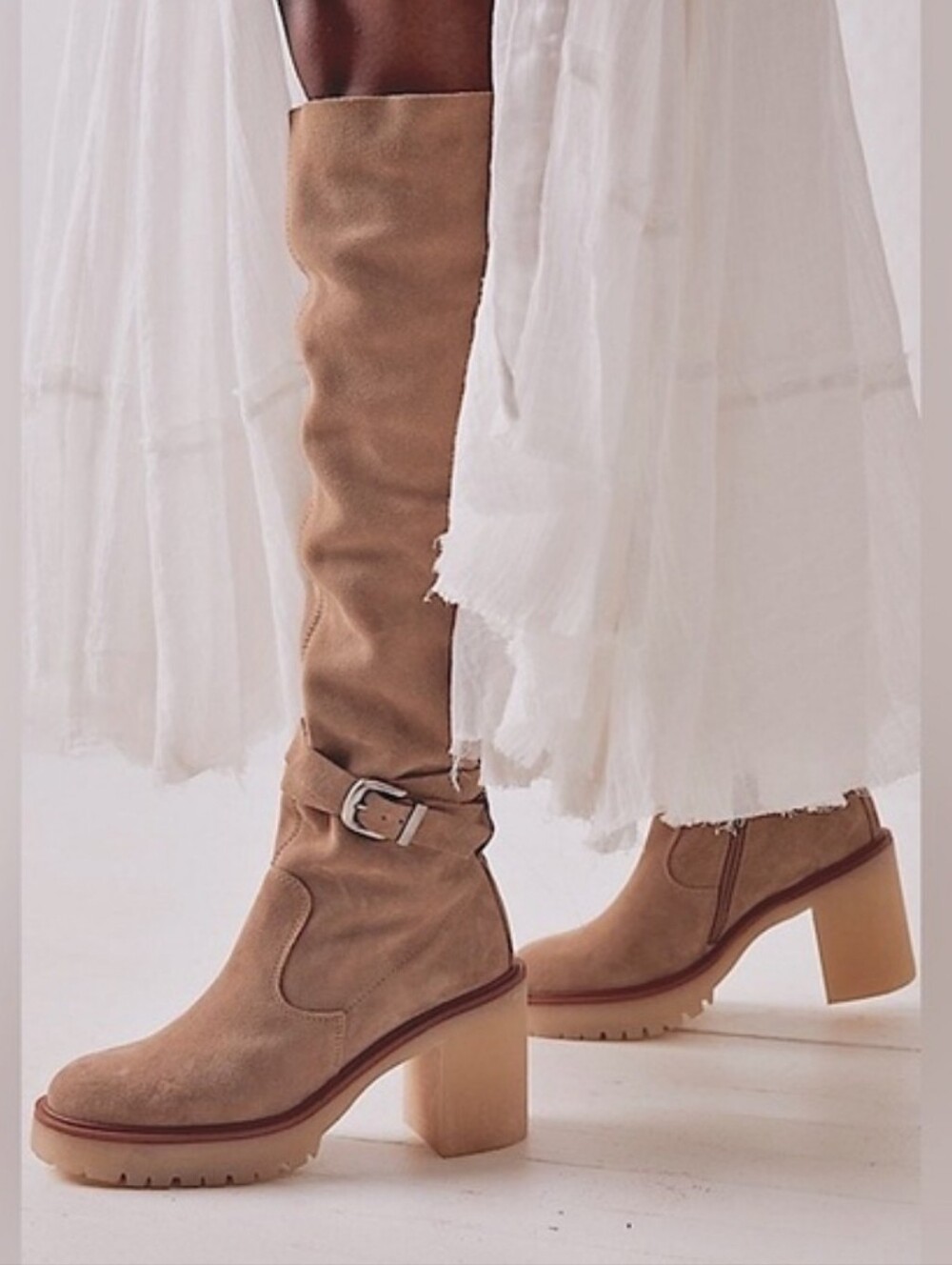 Free People Jasper Leather Platform‎ Over The Knee Tall  Boots